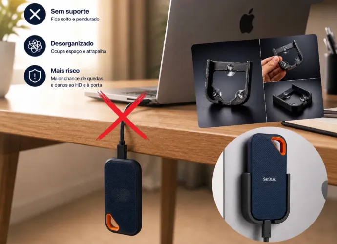 Suporte para SSD SanDisk Extreme PRO - Organizador clean para Notebook