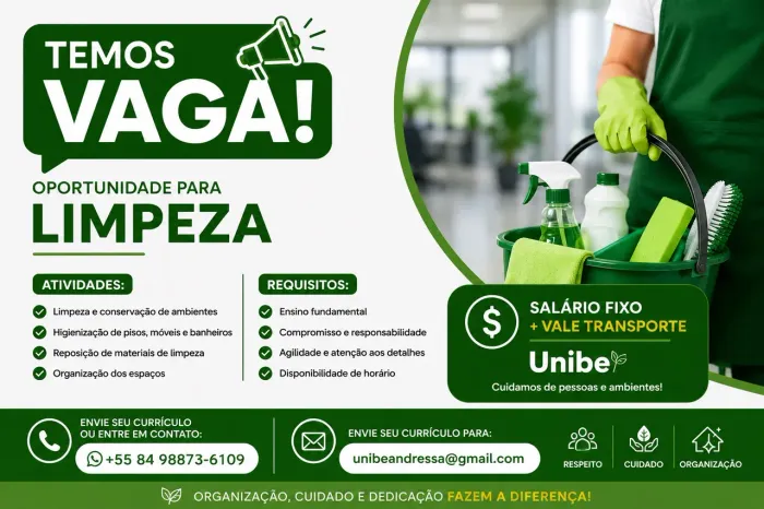 Vaga para serviços gerais localidade NATAL RN
