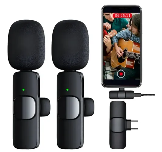 Microfone Sem Fio Duplo Lapela Profissional Android iPhone Cor Tipo-c (android)
