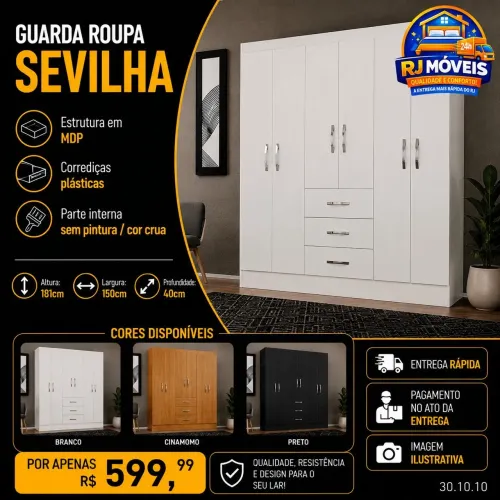 Guarda Roupa Sevilha 6 Portas