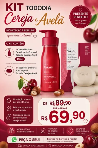 Kit Creme Hidratante Natura e sabonete Natura