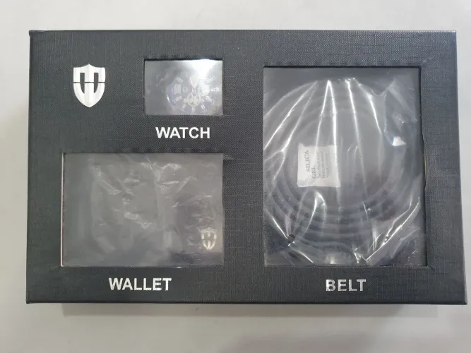 Kit Masculino Cinto, Carteira e Relógio