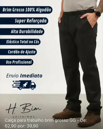 Calça para trabalho brim grosso GG