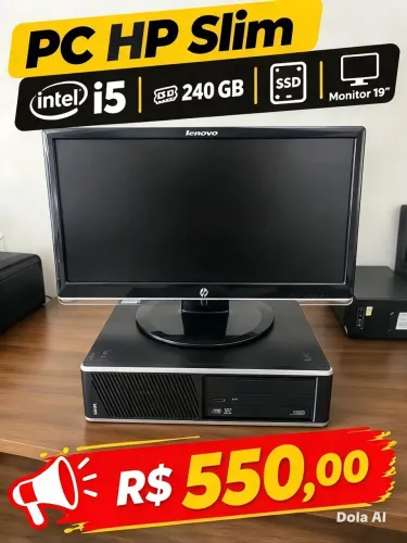 Computadores Slim Dell, Lenovo e HP + Monitor 19"