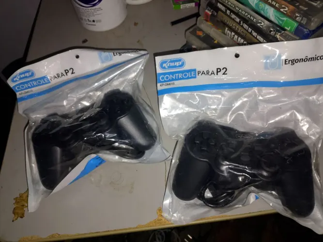 Kit 2 Controles Knup PC Notebook PS2 Novos Lacrados