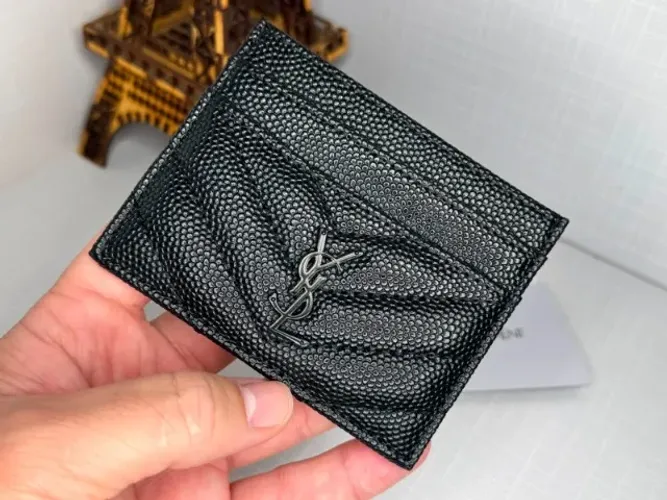 YSL ALL BLACK COURO LEGITIMO CAVIAR GRANULADO PREMIUM LANÇAMENTO 2026 - MODELO SLIM 