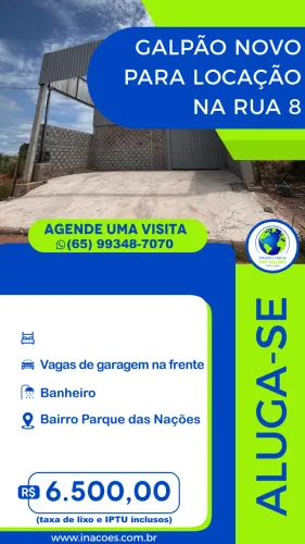 Galpão Novo para Locação na Rua 8 - Parque das Nações