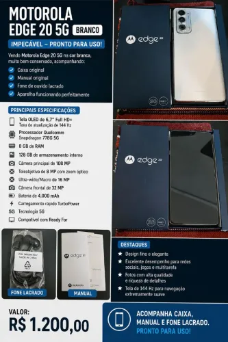 Motorola Edge 20 Branco 128g - 8g ram