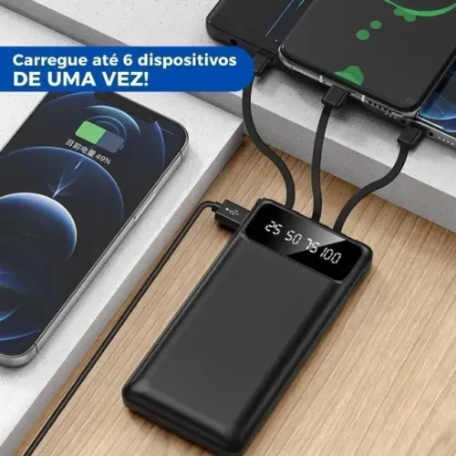 10000/20000mah Carregador Power Bank Portátil Universal Saida 4 Cabos