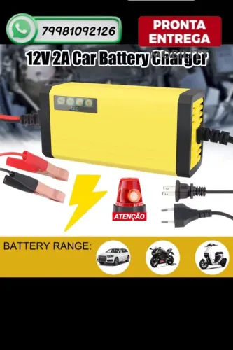Carregador de Bateria automotivo Inteligente 12V/2A 4Ah-20Ah, produto novo