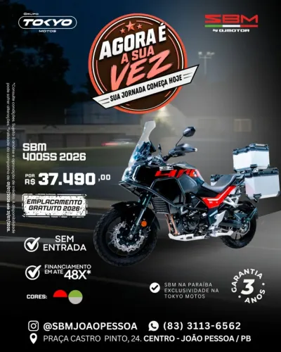 SBM 400ss 2026 0km - Financiamento em até 48x Com Possibilidade Sem Entrada.