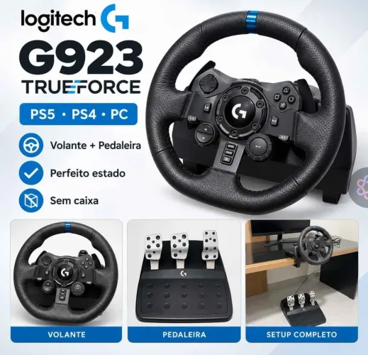 Volante Logitech G923 TRUEFORCE PS5/PS4/PC - Aceito Trocas por Bike ou Tablet