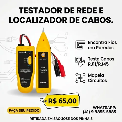 Testador e Rastreador de Cabos de Rede RJ45/RJ11 (Zumbidor) - Novo