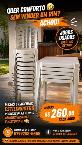 Mesas e cadeiras estilo bistrô usados a venda 