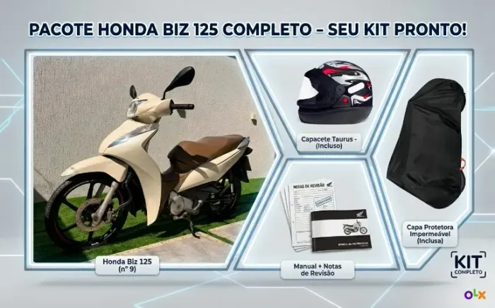 Honda Biz 125 EX 2019 + 1 Capacete + Capa protetora + Notas de Revisão