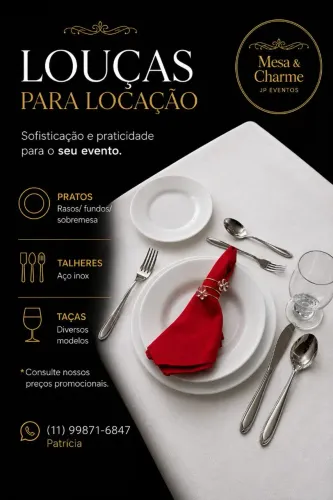 Locação de Louças e Talheres para festas