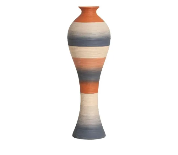 Vaso de Chão Califórnia Grande Falésias 61x20 cm - Cerâmica Texturizada para Sala e Hall