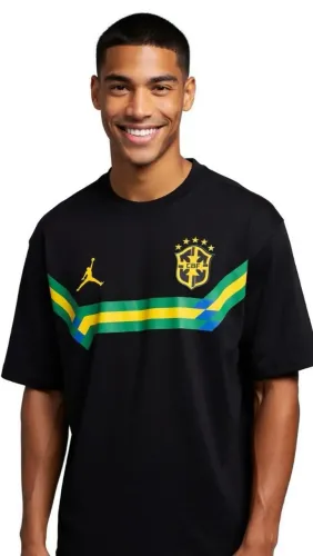 Camiseta Oversized Suedine Brasil Air Jordan Preta