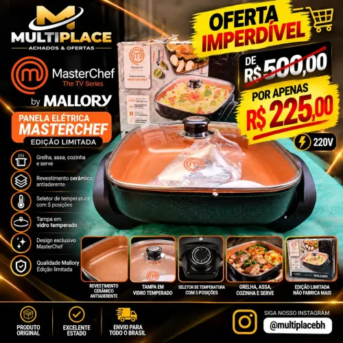 Panela Elétrica Cerâmica Masterchef By Mallory - 220 Cor preto