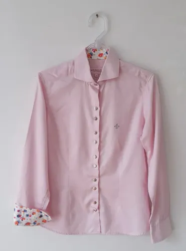 Camisa Dudalina feminina Rosa Algodão Egípcio Tam. 38