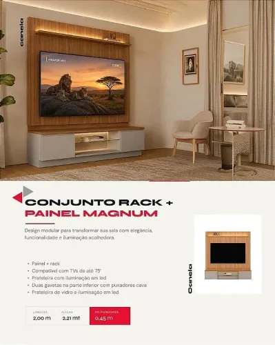 CONJUNTO RACK + PAINEL - MEDIDAS 2,00X221