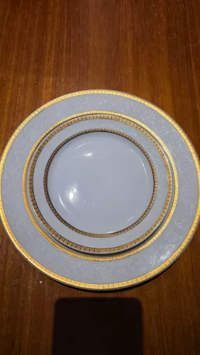 Aparelho de Jantar Germer 48 Peças 12 Pessoas Dourado - Novo Sem Uso