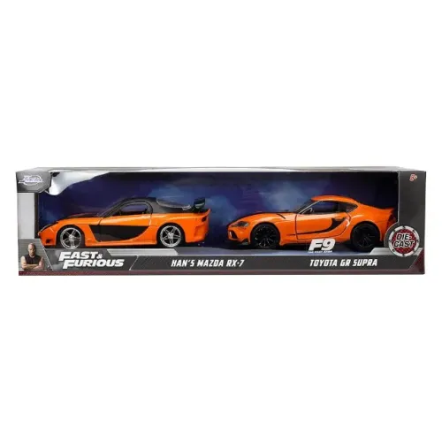 MINIATURA DE CARRO JADA FAST & FURIOUS - HAN'S MAZDA RX-7 & TOYOTA GR SUPRA - ESCALA 1/32