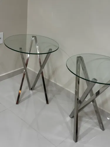 Mesa inox + mesas de canto