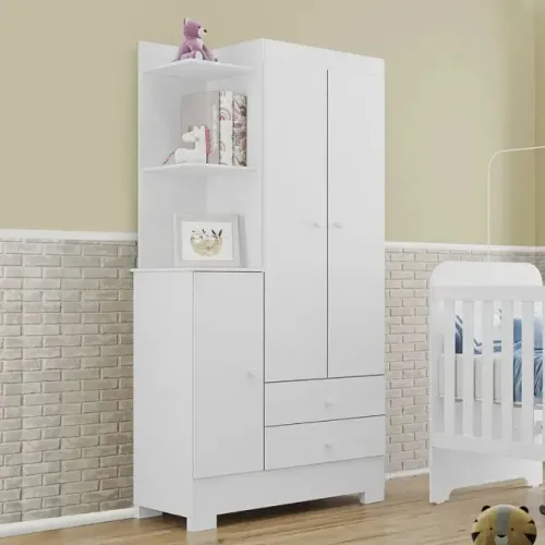 GuardaRoupas Infantil Encanto 100 MDF 3 Portas 3 Gavetas - Tuboarte