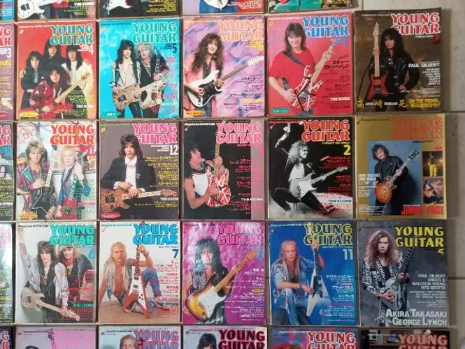 Coleção de revistas Young Guitar (revista japonesa) dos anos 80 e 90