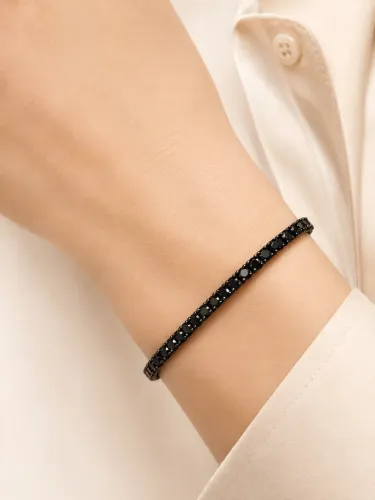 Pulseira Riviera Black 3 mm Prata 950 com ródio negro