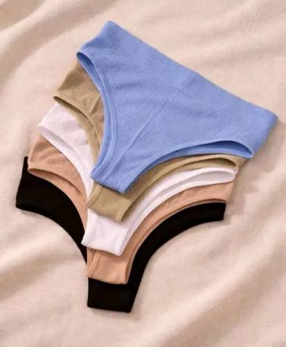 Kit 4 Calcinha Canelada Confortável Feminina Poliamida Macia - Cores Variadas
