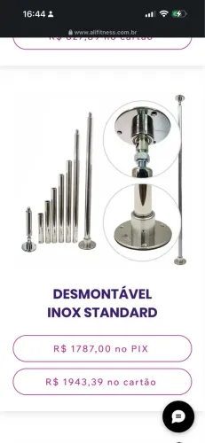Poli dance desmontável inox standard