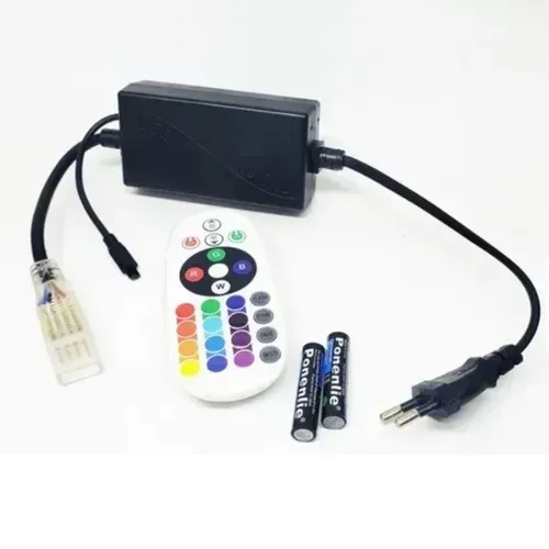 Controle Mangueira De Led Chata Rgb 5050 Fonte Bivolt Com Controlador Controle sem fio