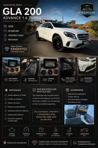 Mercedes-Benz GLA 200 Adv. 1.6/1.6 TB 16V Flex Aut. 2018