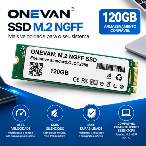 SSD M.2 NGFF ONEVAN 120GB SATA 2280 Alta Velocidade Para Upgrade Notebook Computador PC Ga