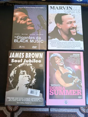 Pacote com 4 dvd's Os gigantes da black music (James Brown, Marvin Gaye, Donna Summer,etc)
