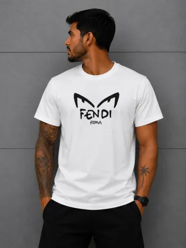 Camiseta Fendi Branca Monster Eyes Bordada - Malha Peruana Casual Premium 40:1