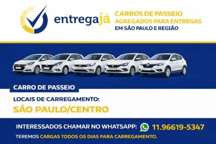 Agrega-se Veículos de Passeio, Fiorinos e Vans - Coleta em PARI/BRÁS e BARUERI
