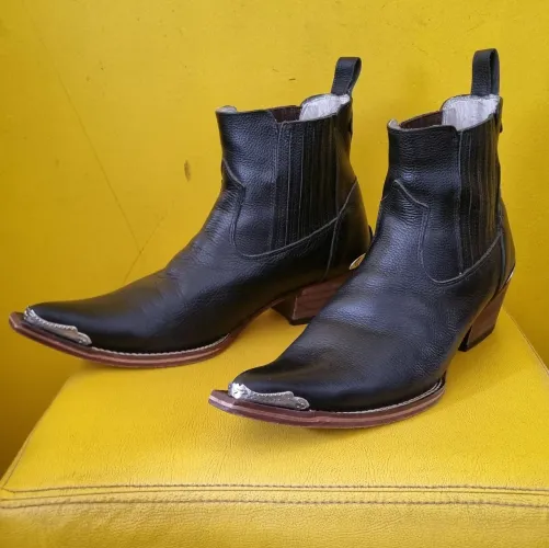 Bota masculina country rock couro legítimo preto 43