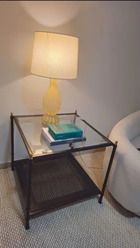 Mesa lateral Firenze Preta com tampo de vidro (Loja Decora De Novo)