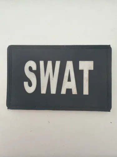 Patch em Velkro SWAT Preto escrito Branco Paint Ball (8 x 5 cm)