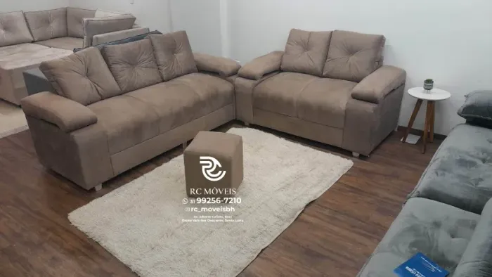 Sofá 2 e 3 Lugares Braço Macio - Suede Confortável