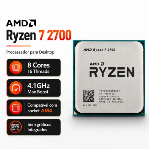 Processador ryzen 7 2700 ddr4 8/16 AM4 sem graficos