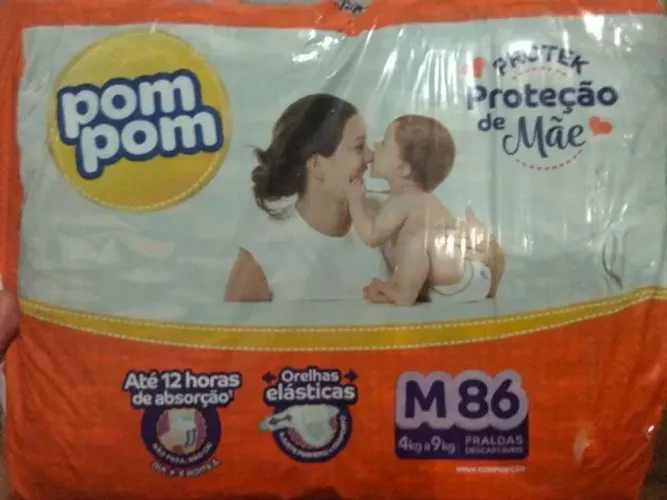Fralda Pompom Protek M - 86 Unidades - Pacote Fechado