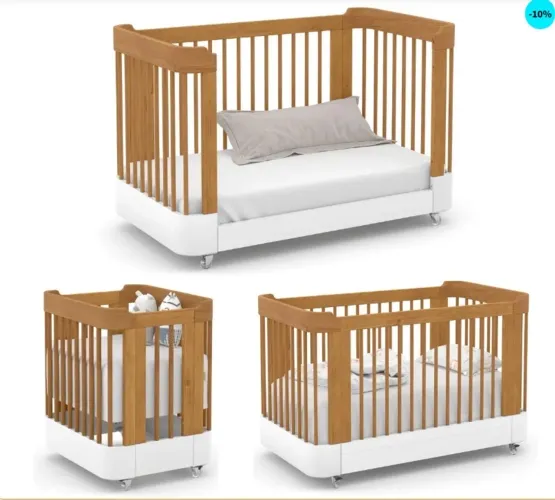 Berço evolutivo 3 em 1 - vira cama