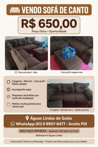 Vendo sofá de canto marrom