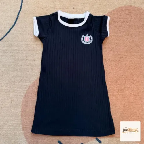 Vestido Infantil Canelado Estilo College - Fuzarka (Tamanho 5/6 Anos)