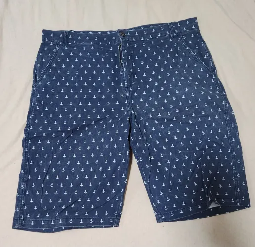 Bermuda Masculina John Vincent Slim 46 Azul Marinho Estampa Âncoras