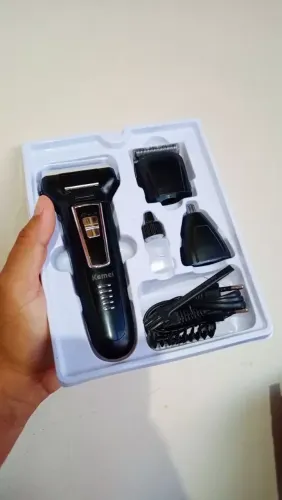 Barbeador e Aparador Elétrico 3 em 1 Kemei Sem fio